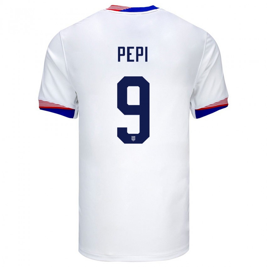 Niño Camiseta Estados Unidos Ricardo Pepi #9 Blanco 1ª Equipación 24-26 La Camisa México