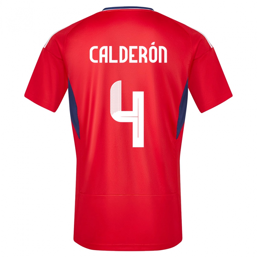 Niño Camiseta Costa Rica Brandon Calderon #4 Rojo 1ª Equipación 24-26 La Camisa México