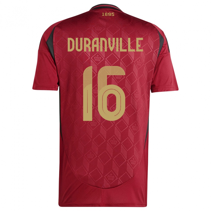 Niño Camiseta Bélgica Julien Duranville #16 Borgoña 1ª Equipación 24-26 La Camisa México