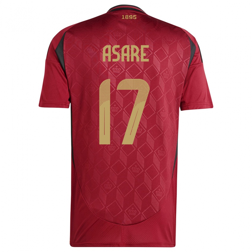 Niño Camiseta Bélgica Dirk Asare #17 Borgoña 1ª Equipación 24-26 La Camisa México