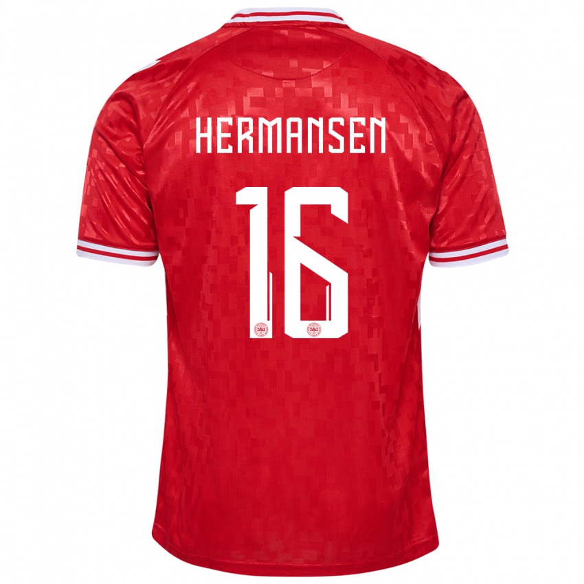 Niño Camiseta Dinamarca Mads Hermansen #16 Rojo 1ª Equipación 24-26 La Camisa México