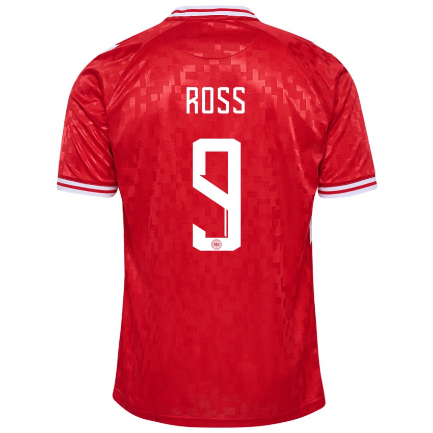 Niño Camiseta Dinamarca Oliver Ross #9 Rojo 1ª Equipación 24-26 La Camisa México