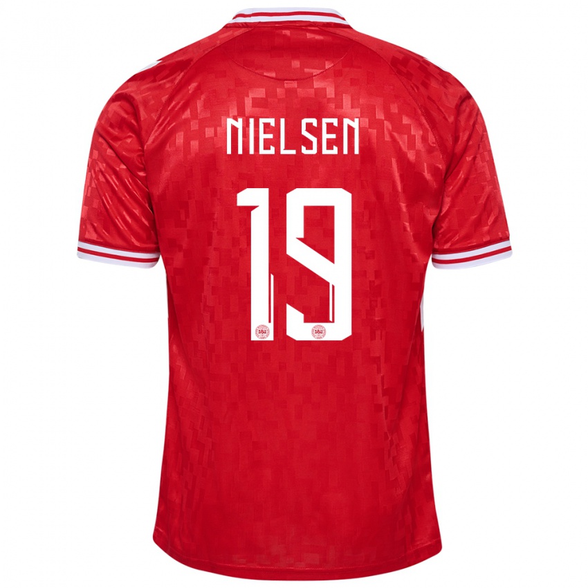 Niño Camiseta Dinamarca Casper Nielsen #19 Rojo 1ª Equipación 24-26 La Camisa México