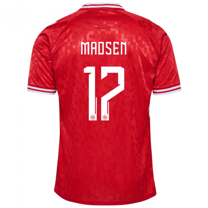 Niño Camiseta Dinamarca Nicolas Madsen #17 Rojo 1ª Equipación 24-26 La Camisa México