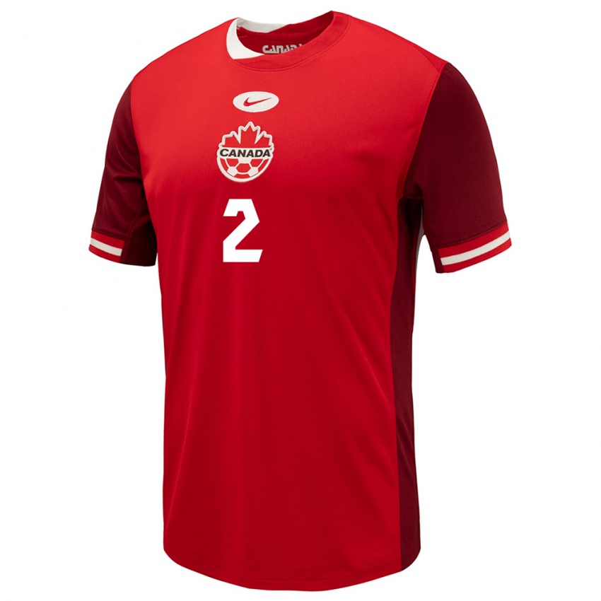 Niño Camiseta Canadá Alistair Johnston #2 Rojo 1ª Equipación 24-26 La Camisa México