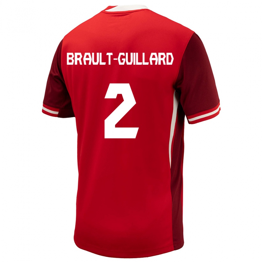 Niño Camiseta Canadá Zachary Brault-Guillard #2 Rojo 1ª Equipación 24-26 La Camisa México