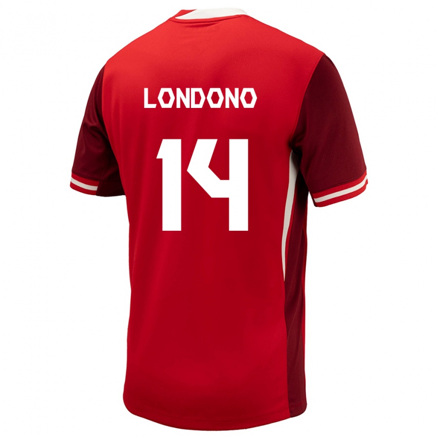 Niño Camiseta Canadá Tyler Londono #14 Rojo 1ª Equipación 24-26 La Camisa México