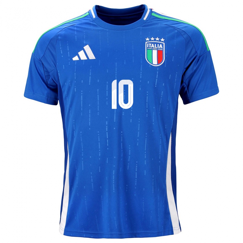 Niño Camiseta Italia Simone Pafundi #10 Azul 1ª Equipación 24-26 La Camisa México