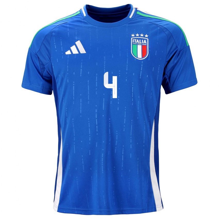 Niño Camiseta Italia Pietro La Torre #4 Azul 1ª Equipación 24-26 La Camisa México