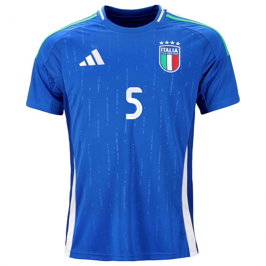 Niño Camiseta Italia Riccardo Calafiori #5 Azul 1ª Equipación 24-26 La Camisa México