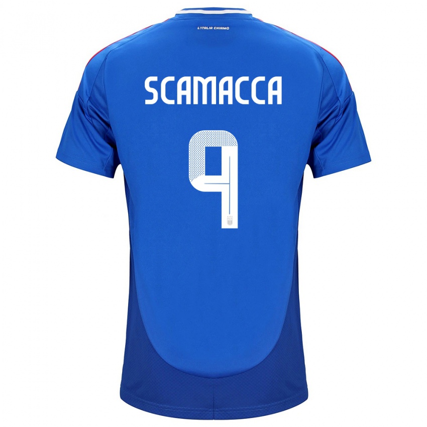 Niño Camiseta Italia Gianluca Scamacca #9 Azul 1ª Equipación 24-26 La Camisa México