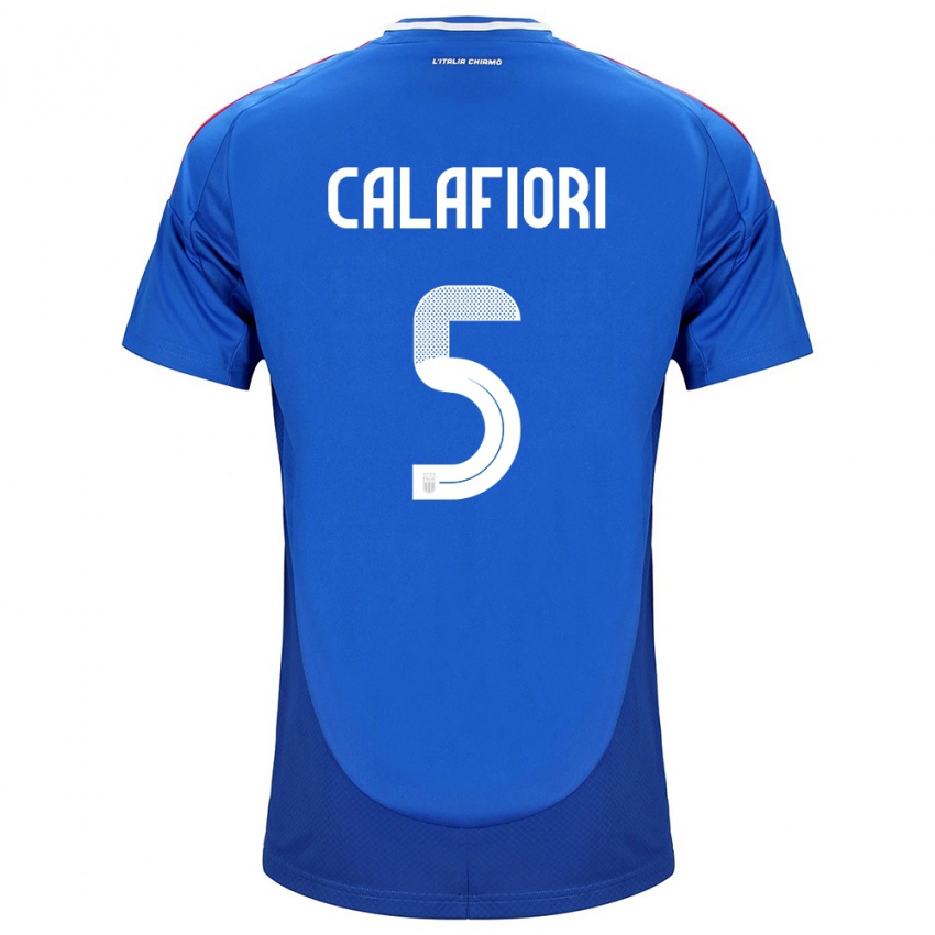 Niño Camiseta Italia Riccardo Calafiori #5 Azul 1ª Equipación 24-26 La Camisa México