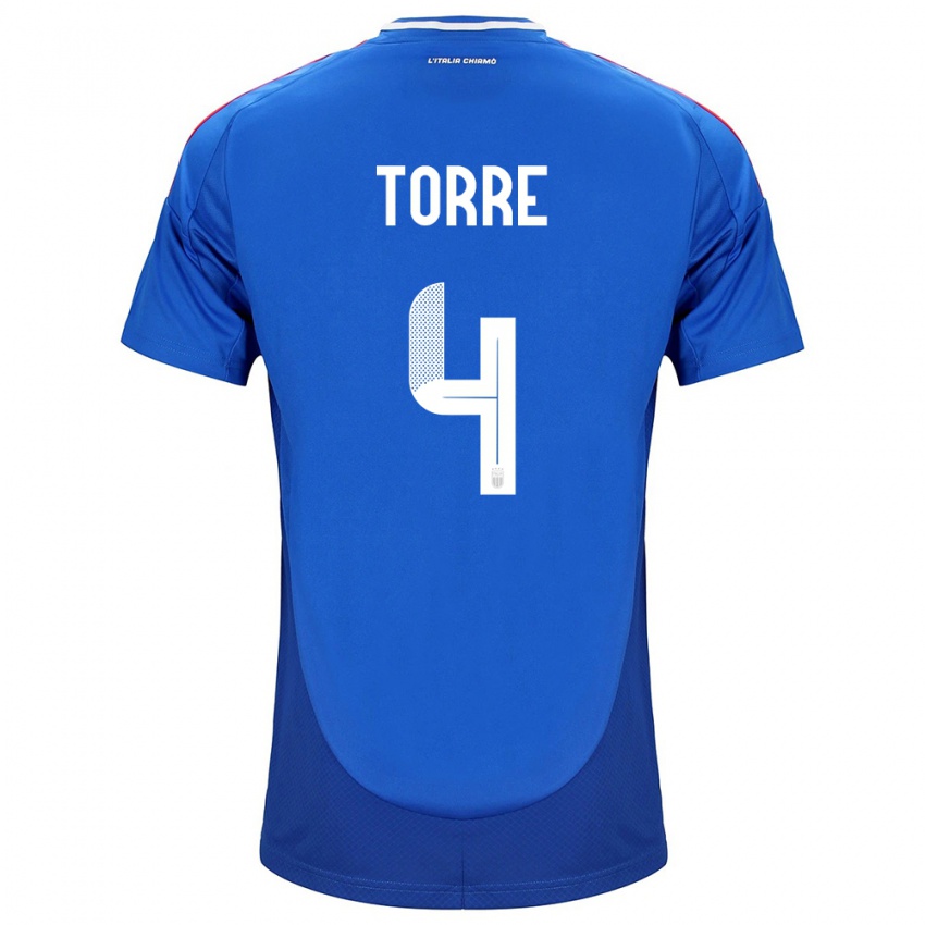 Niño Camiseta Italia Pietro La Torre #4 Azul 1ª Equipación 24-26 La Camisa México