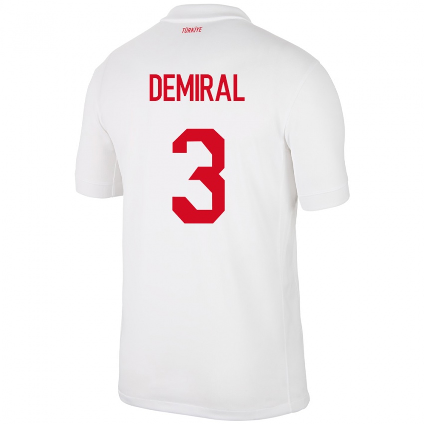 Niño Camiseta Turquía Merih Demiral #3 Blanco 1ª Equipación 24-26 La Camisa México