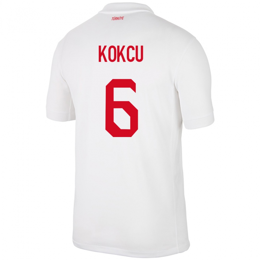 Niño Camiseta Turquía Orkun Kökçü #6 Blanco 1ª Equipación 24-26 La Camisa México