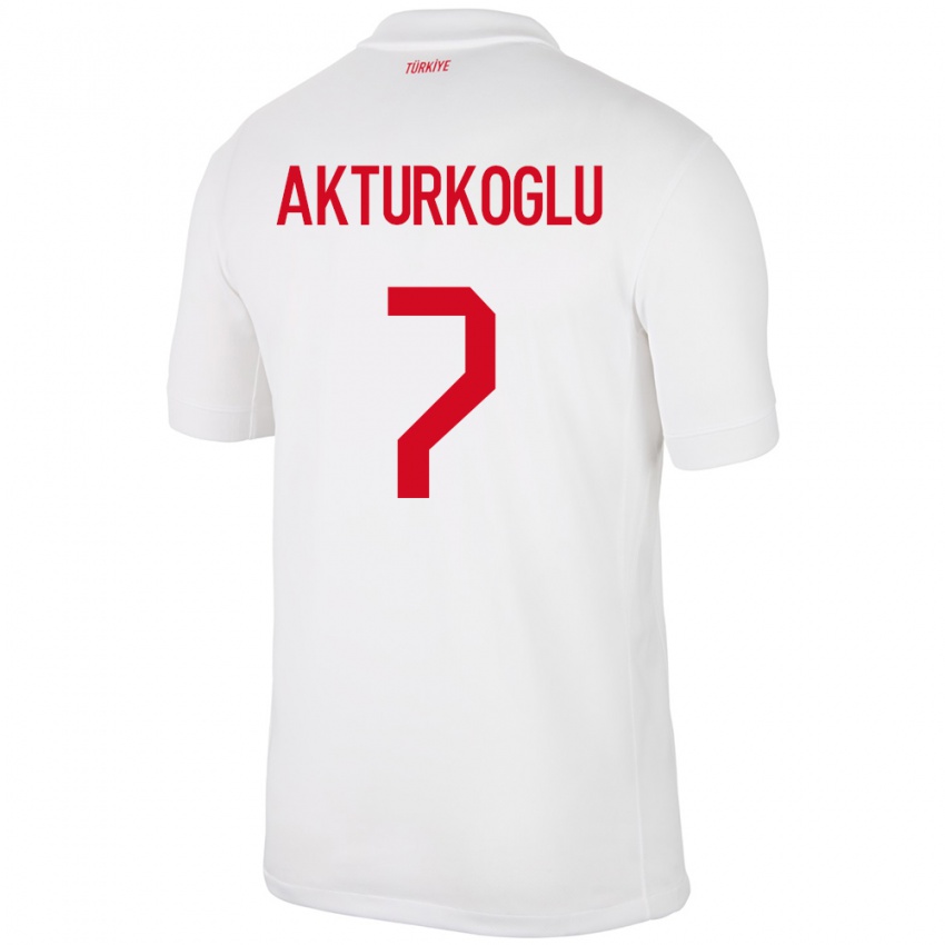 Niño Camiseta Turquía Kerem Aktürkoğlu #7 Blanco 1ª Equipación 24-26 La Camisa México