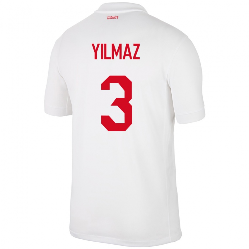 Niño Camiseta Turquía Berkay Yılmaz #3 Blanco 1ª Equipación 24-26 La Camisa México