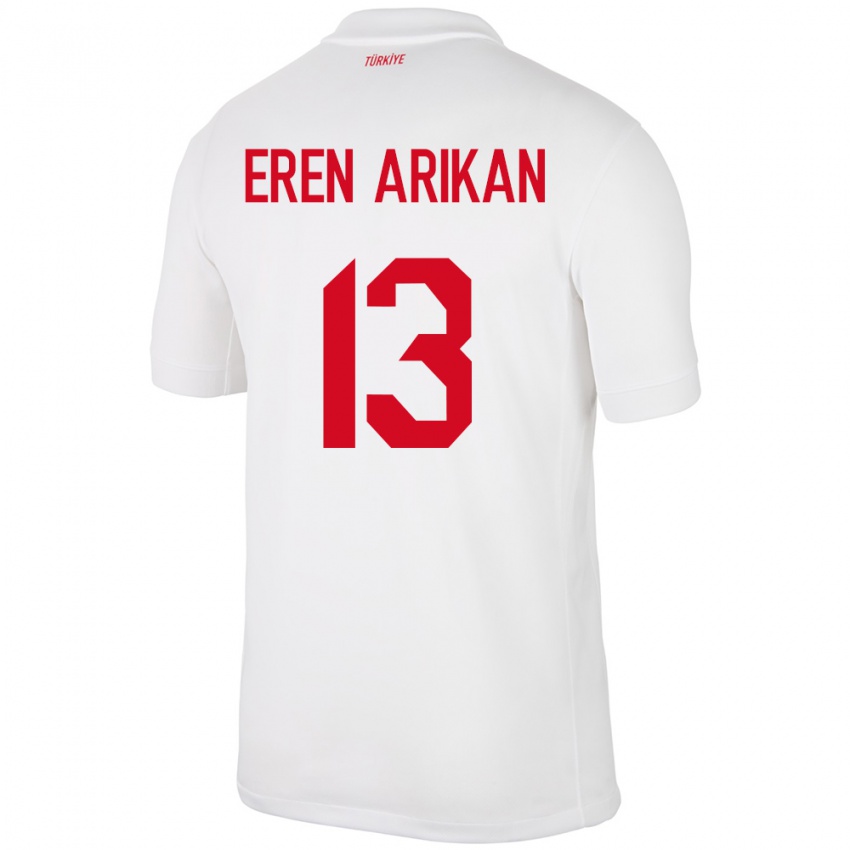 Niño Camiseta Turquía Muhammed Eren Arıkan #13 Blanco 1ª Equipación 24-26 La Camisa México