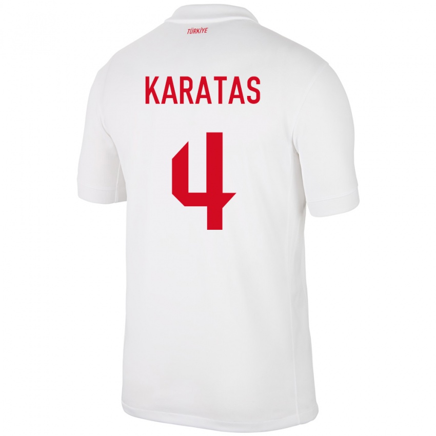 Niño Camiseta Turquía Eda Karataş #4 Blanco 1ª Equipación 24-26 La Camisa México