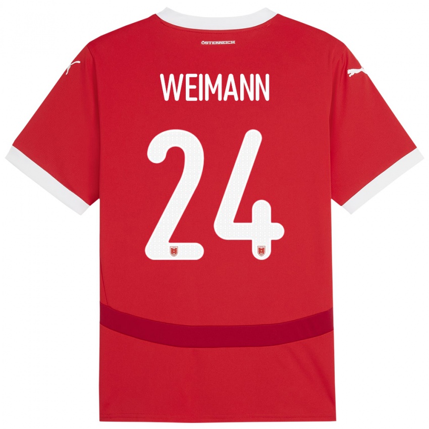 Niño Camiseta Austria Andreas Weimann #24 Rojo 1ª Equipación 24-26 La Camisa México