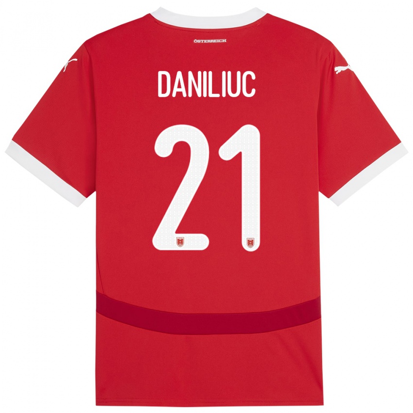 Niño Camiseta Austria Flavius Daniliuc #21 Rojo 1ª Equipación 24-26 La Camisa México