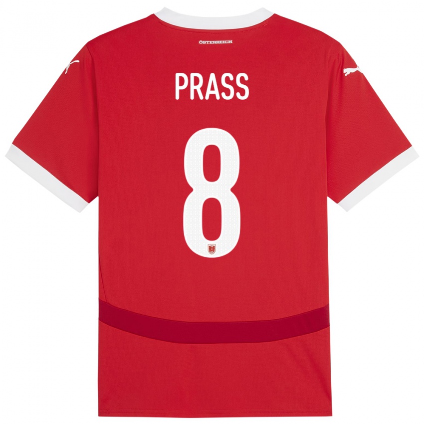 Niño Camiseta Austria Alexander Prass #8 Rojo 1ª Equipación 24-26 La Camisa México