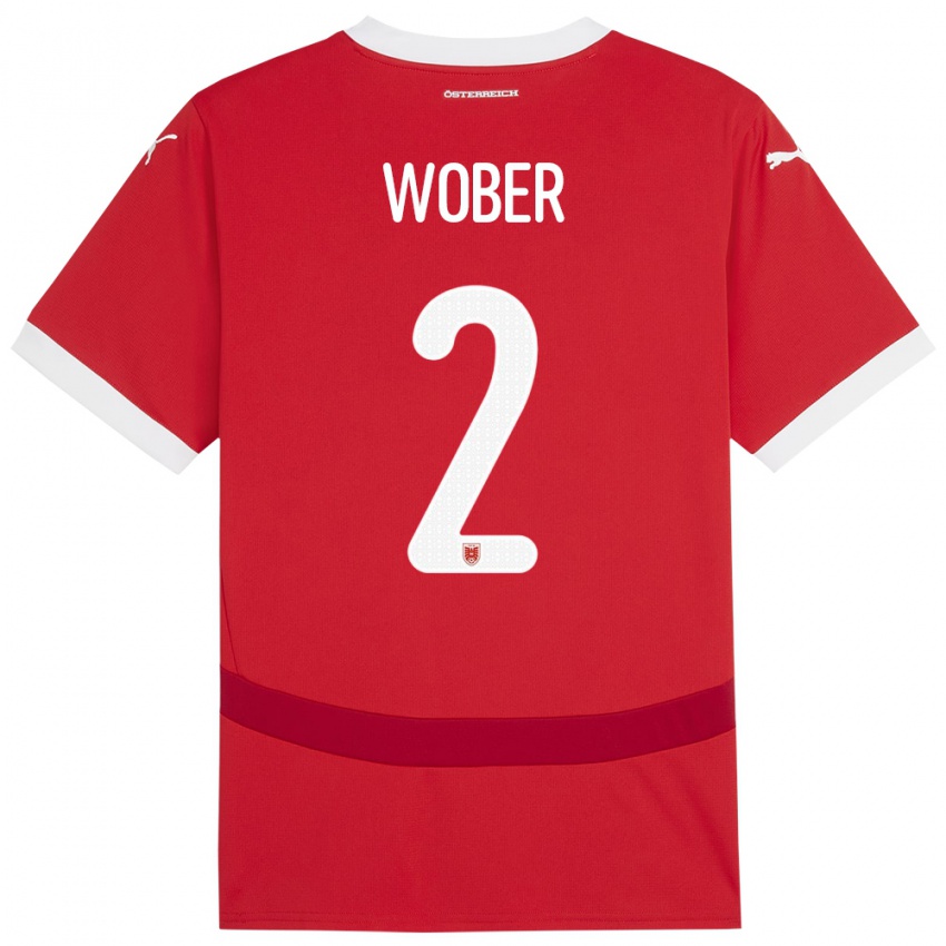 Niño Camiseta Austria Maximilian Wöber #2 Rojo 1ª Equipación 24-26 La Camisa México