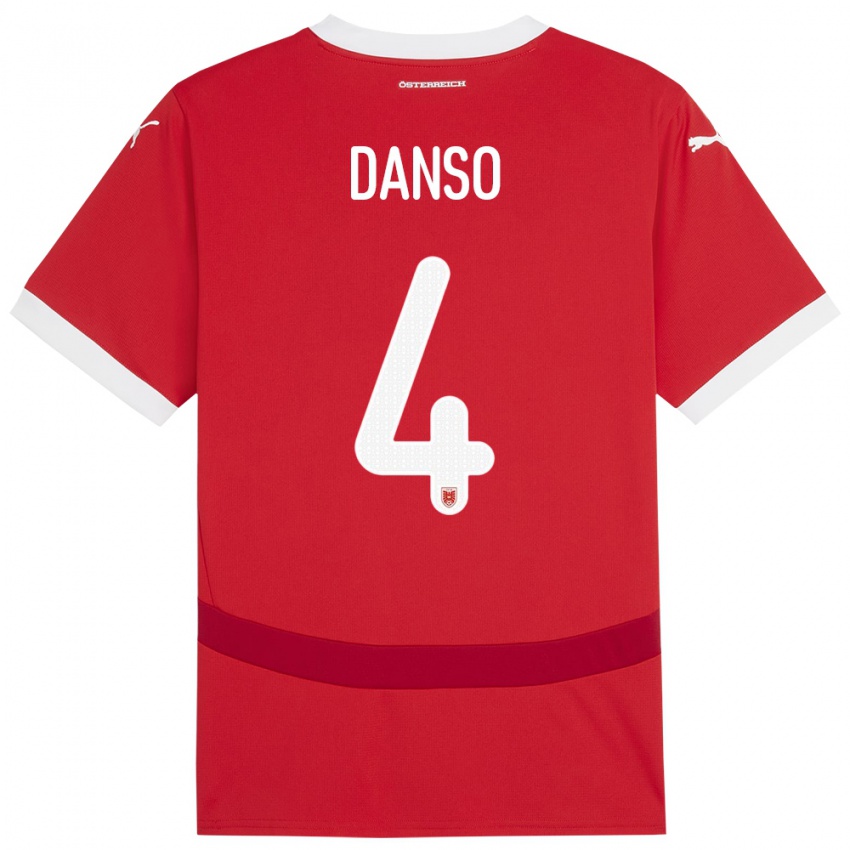 Niño Camiseta Austria Kevin Danso #4 Rojo 1ª Equipación 24-26 La Camisa México