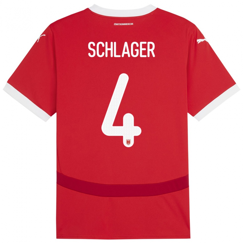 Niño Camiseta Austria Xaver Schlager #4 Rojo 1ª Equipación 24-26 La Camisa México