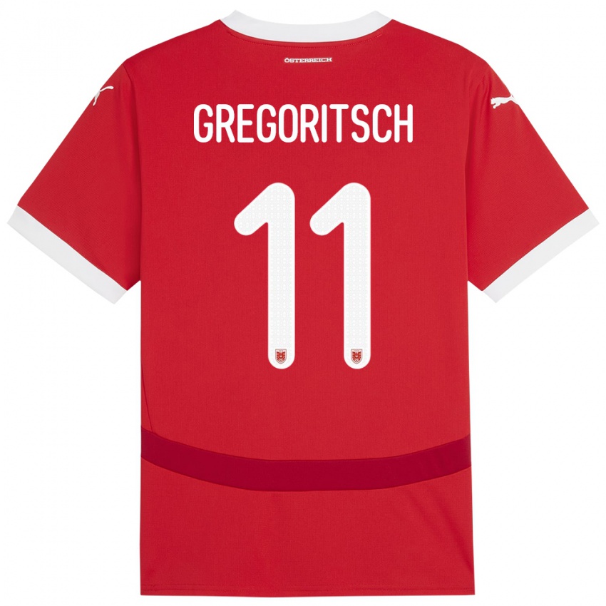 Niño Camiseta Austria Michael Gregoritsch #11 Rojo 1ª Equipación 24-26 La Camisa México