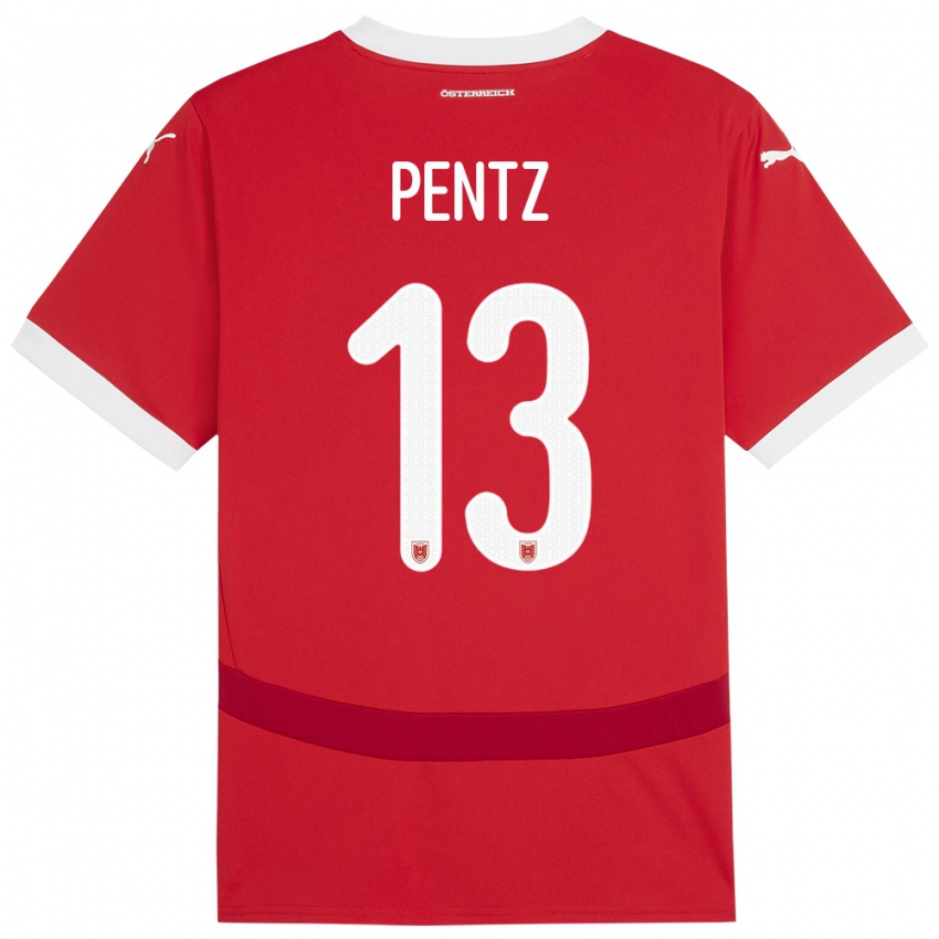 Niño Camiseta Austria Patrick Pentz #13 Rojo 1ª Equipación 24-26 La Camisa México