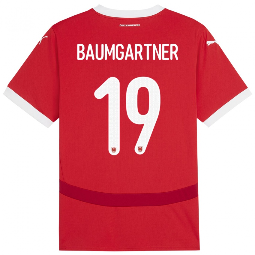 Niño Camiseta Austria Christoph Baumgartner #19 Rojo 1ª Equipación 24-26 La Camisa México