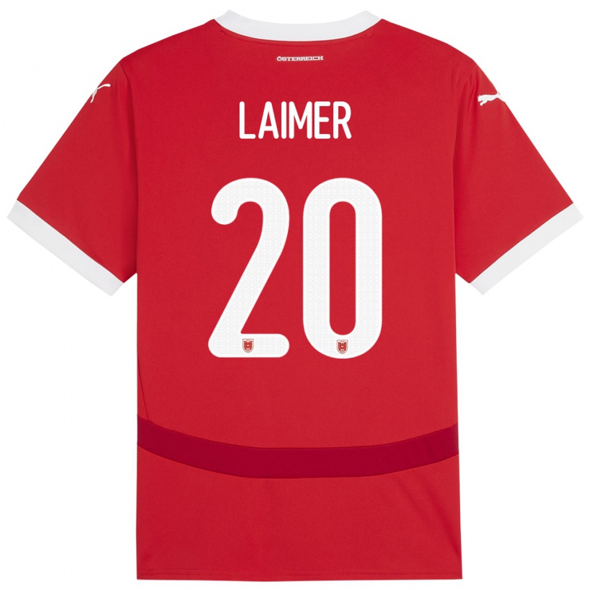 Niño Camiseta Austria Konrad Laimer #20 Rojo 1ª Equipación 24-26 La Camisa México