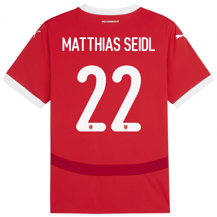 Niño Camiseta Austria Matthias Seidl #22 Rojo 1ª Equipación 24-26 La Camisa México