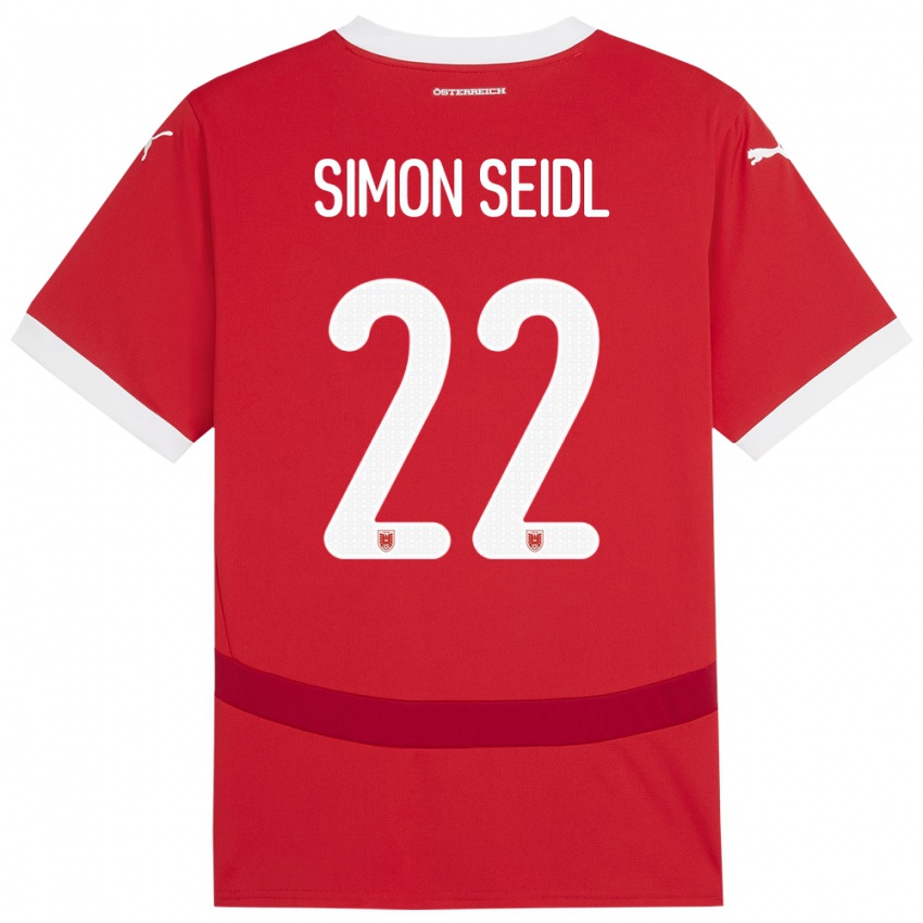 Niño Camiseta Austria Simon Seidl #22 Rojo 1ª Equipación 24-26 La Camisa México