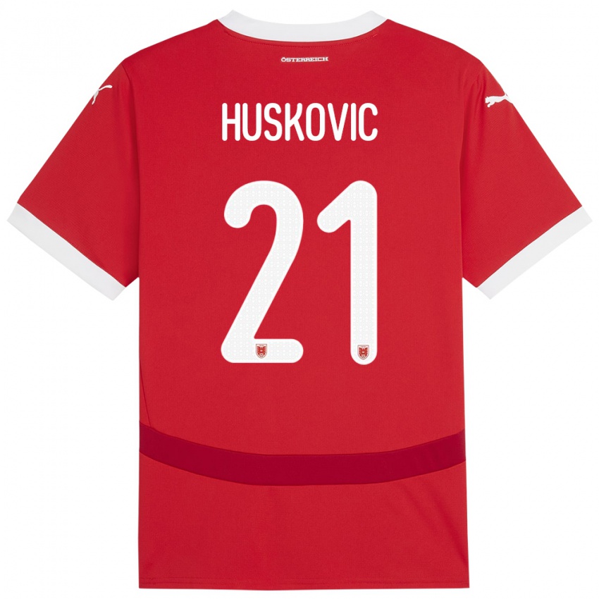 Niño Camiseta Austria Muharem Huskovic #21 Rojo 1ª Equipación 24-26 La Camisa México