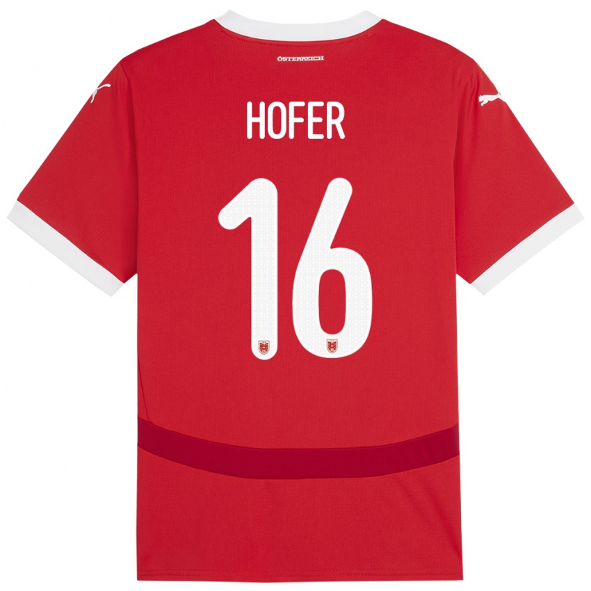 Niño Camiseta Austria Raphael Hofer #16 Rojo 1ª Equipación 24-26 La Camisa México