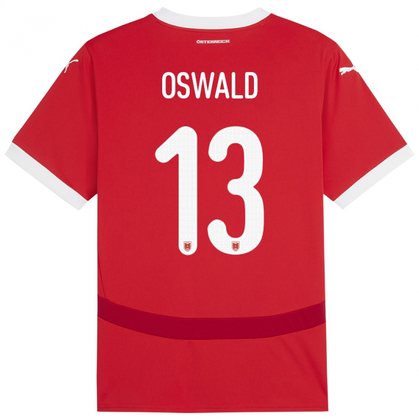 Niño Camiseta Austria Moritz Oswald #13 Rojo 1ª Equipación 24-26 La Camisa México