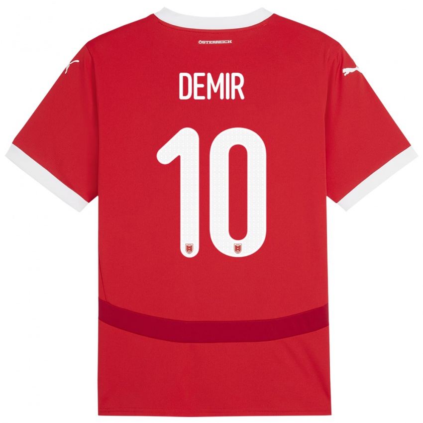 Niño Camiseta Austria Yusuf Demir #10 Rojo 1ª Equipación 24-26 La Camisa México