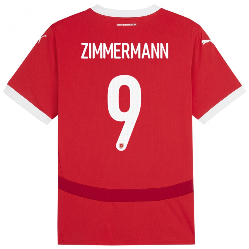 Niño Camiseta Austria Bernhard Zimmermann #9 Rojo 1ª Equipación 24-26 La Camisa México