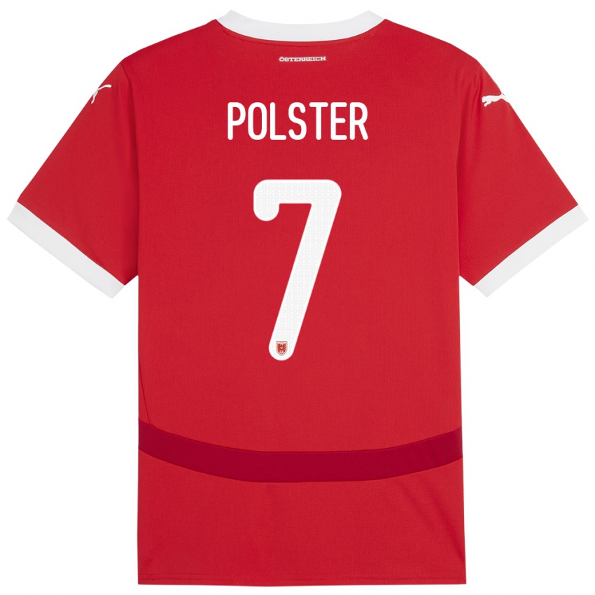 Niño Camiseta Austria Manuel Polster #7 Rojo 1ª Equipación 24-26 La Camisa México