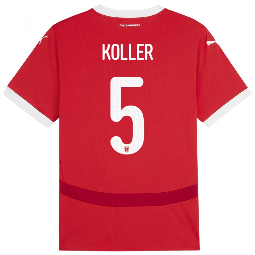 Niño Camiseta Austria Paul Koller #5 Rojo 1ª Equipación 24-26 La Camisa México