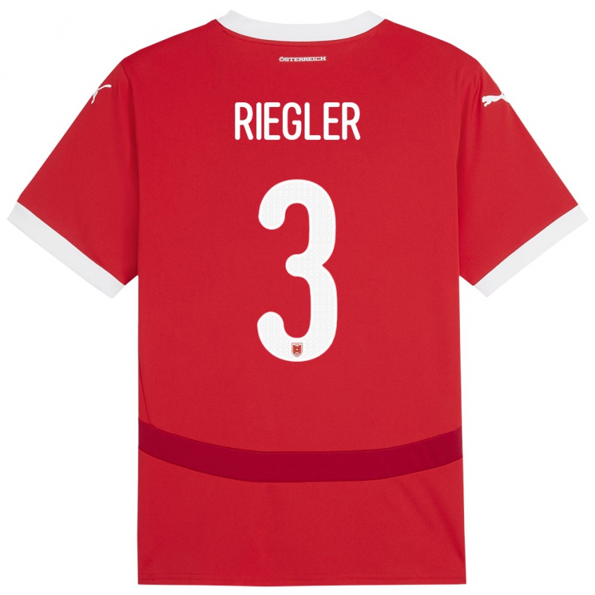 Niño Camiseta Austria David Riegler #3 Rojo 1ª Equipación 24-26 La Camisa México