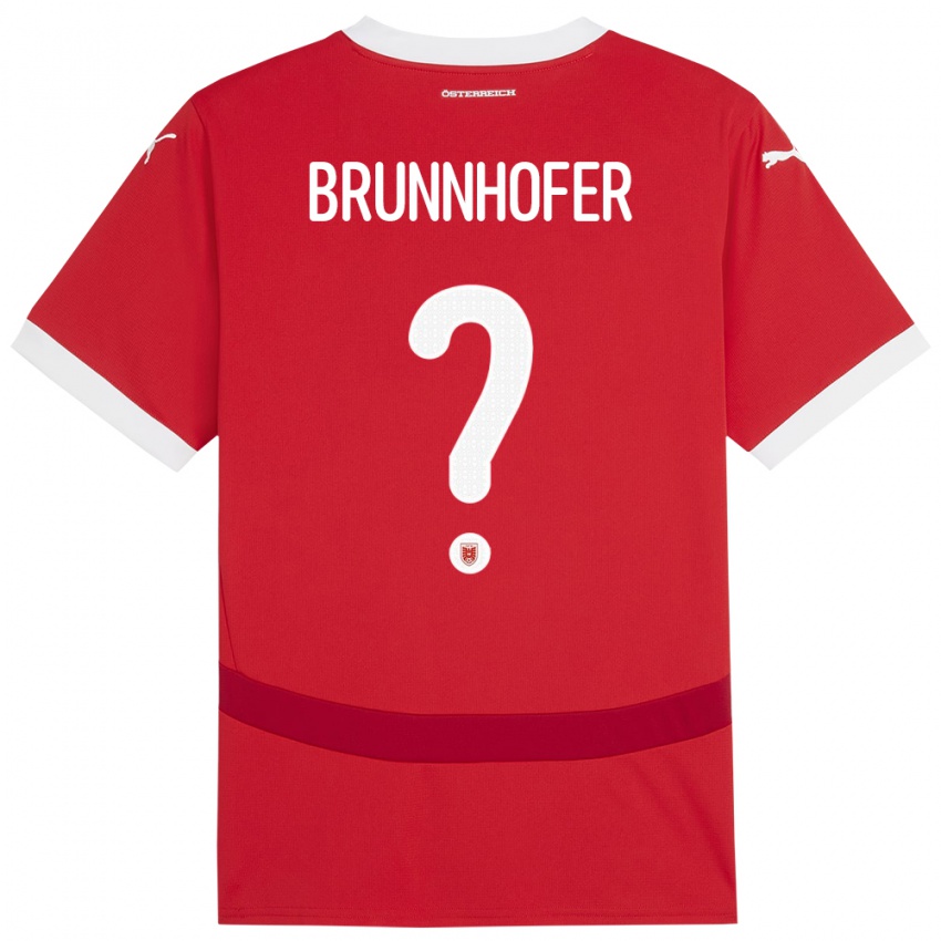 Niño Camiseta Austria Jakob Brunnhofer #0 Rojo 1ª Equipación 24-26 La Camisa México