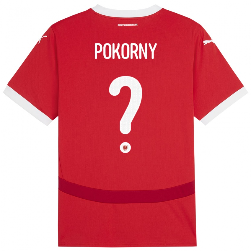 Niño Camiseta Austria Jakob Pokorny #0 Rojo 1ª Equipación 24-26 La Camisa México