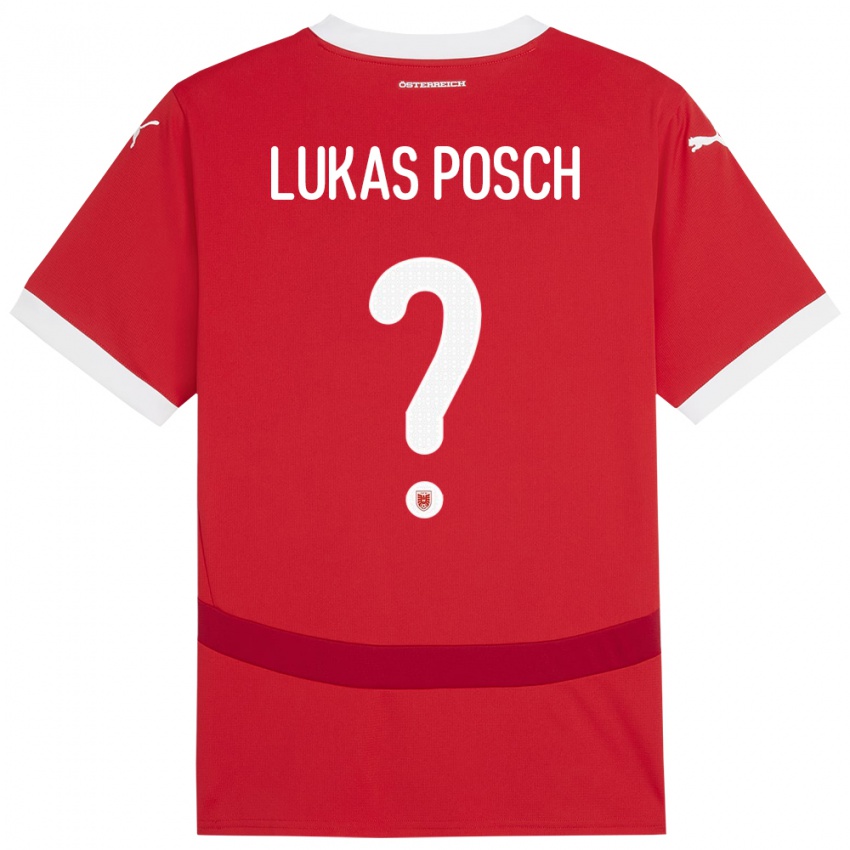 Niño Camiseta Austria Lukas Posch #0 Rojo 1ª Equipación 24-26 La Camisa México