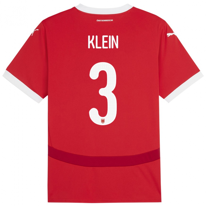 Niño Camiseta Austria Jennifer Klein #3 Rojo 1ª Equipación 24-26 La Camisa México