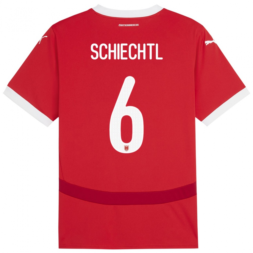 Niño Camiseta Austria Katharina Schiechtl #6 Rojo 1ª Equipación 24-26 La Camisa México