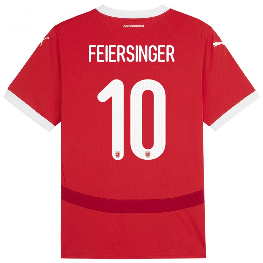 Niño Camiseta Austria Laura Feiersinger #10 Rojo 1ª Equipación 24-26 La Camisa México