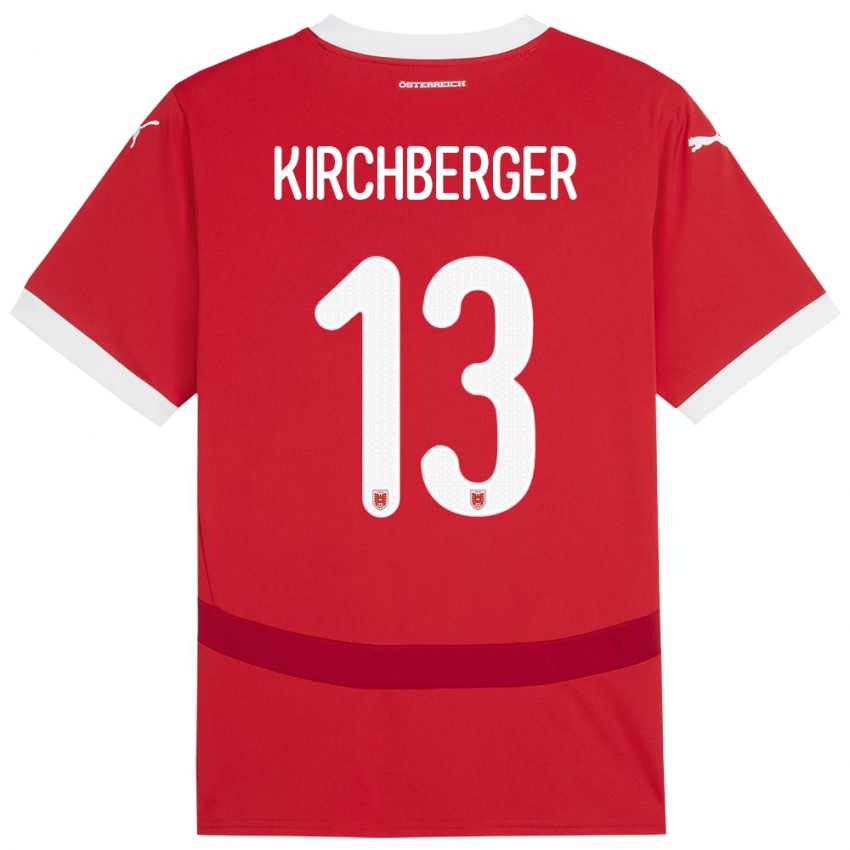 Niño Camiseta Austria Virginia Kirchberger #13 Rojo 1ª Equipación 24-26 La Camisa México